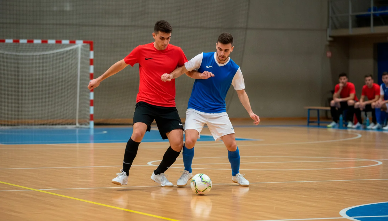 Giocatori della Serie A italiana di futsal durante una azione di gioco